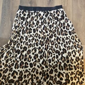 Penningtons Leopard Print Pleated Skirt - Black, Brown, Cream